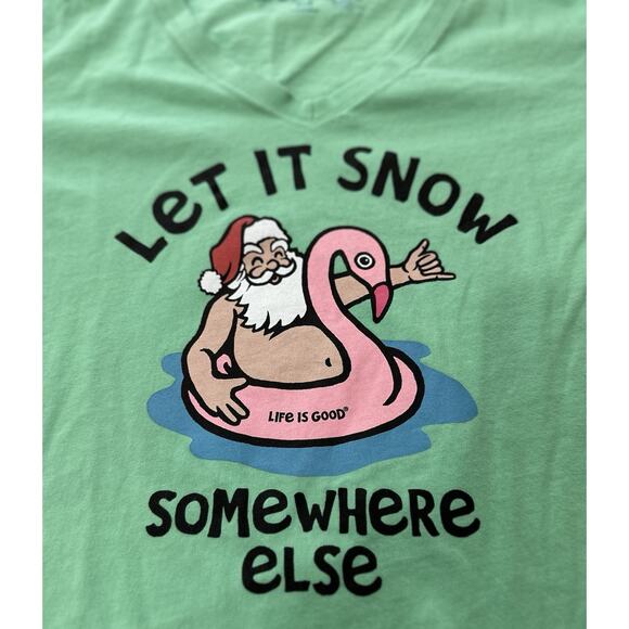 Life Is Good® Crusher Vee T-Shirt Women's Medium Christmas Santa - Picture 1 of 6